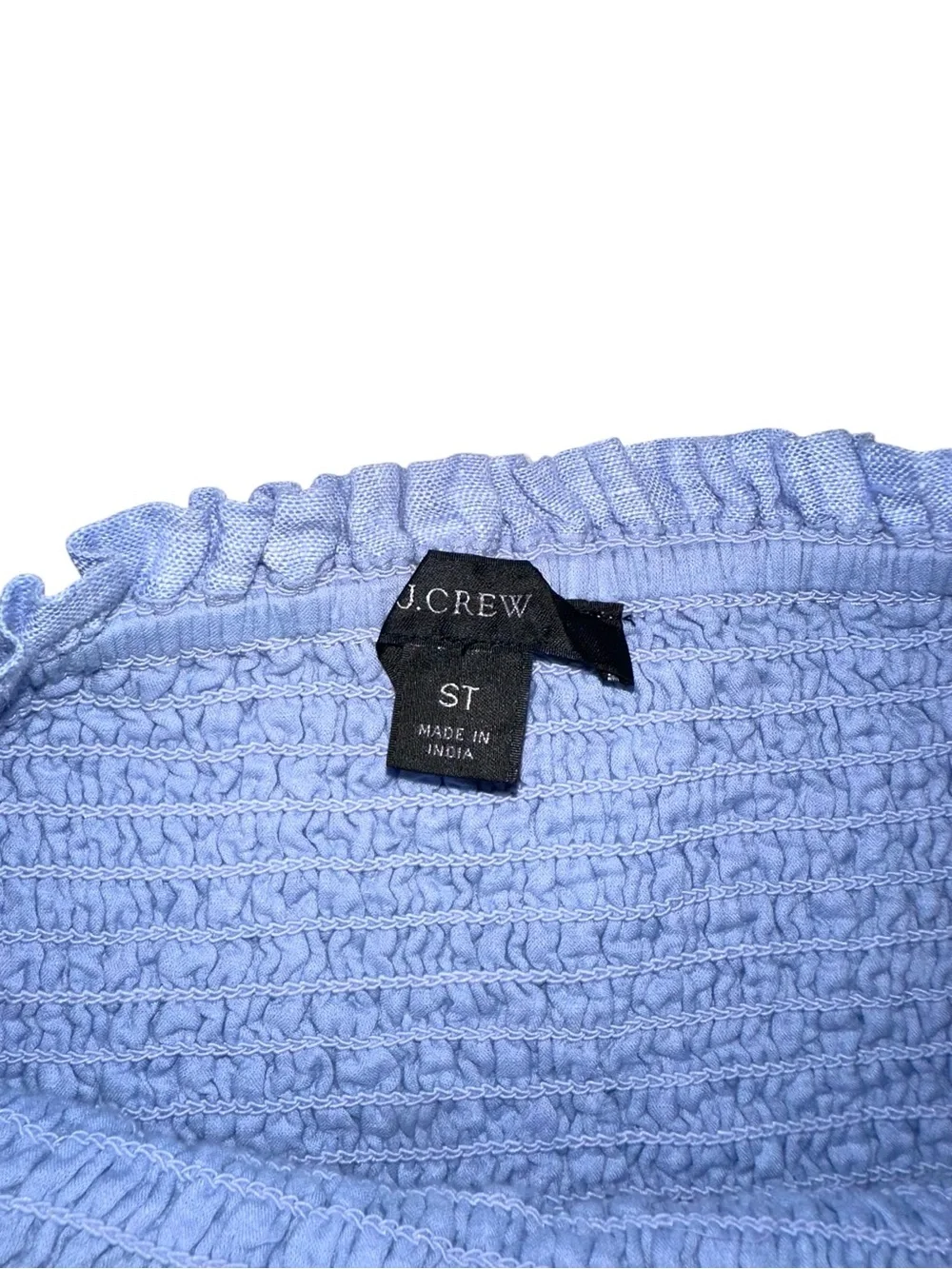J. Crew Linen Daydream Blue Smocked Long Balloon Sleeve Midi Dress SMALL TALL